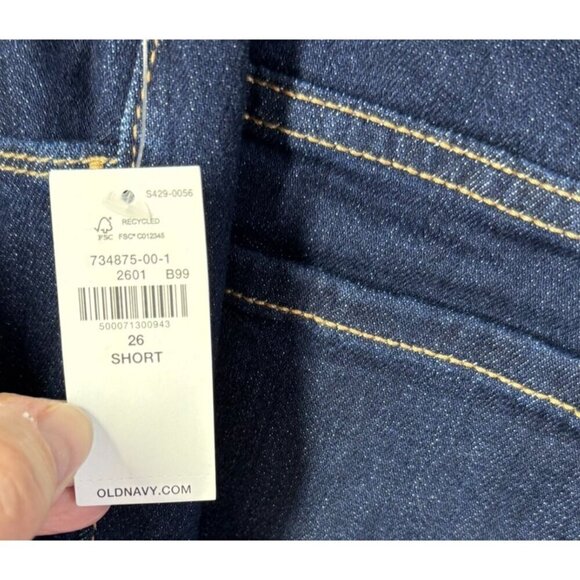 Old Navy Womens Dark Wash High Rise Straight Jeans Plus Size 26 Short NEW - Picture 10 of 12